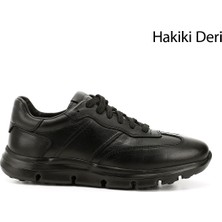 Gönderi(r) Erkek Siyah  Bağcıklı Hakiki Deri Sneaker