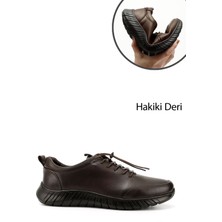 Gönderi(r) Erkek Kahve  Bağcıklı Kauçuk Taban Hakiki Deri Sneaker