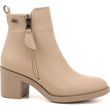 GÖNDERİ Kadın Nude  Çift Fermuarlı Kalın Topuklu Bot