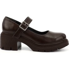 GÖNDERİ Kadın Kahverengi  Kalın Topuklu Mary Jane Ayakkabı