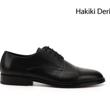 Gönderi(r) Erkek Siyah  Bağcıklı Kösele Taban Hakiki Deri Klasik Ayakkabı