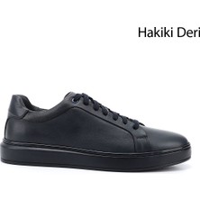 Gönderi(r) Erkek Lacivert Bağcıklı Kauçuk Taban Hakiki Deri Sneaker