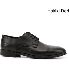 Gönderi® Erkek Siyah Bağcıklı Hakiki Deri Klasik Ayakkabı