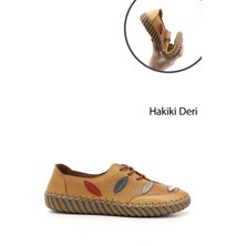 Gönderi(r) Kadın Hardal  Dolgu Taban Bağcıklı Hakiki Deri Comfort Ayakkabı