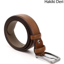 Gönderi(r) Erkek Taba Antik Hakiki Deri 3,5 Cm Klasik Kemer
