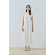 Merve Gültekin Sandy Kumaş Astar Elbise Beyaz