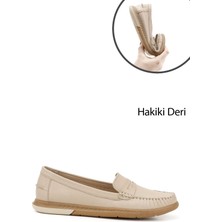 Gönderi(r) Kadın Bej Antik Rok Hakiki Deri Comfort Loafer