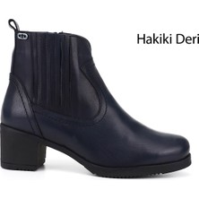 Gönderi(r) Kadın Lacivert Antik Fermuarlı Kalın Topuklu Hakiki Deri Bot