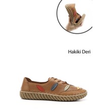 Gönderi(r) Kadın Taba Antik Dolgu Taban Bağcıklı Hakiki Deri Comfort Ayakkabı