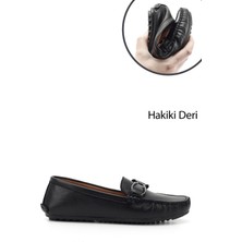 Gönderi(r) Kadın Siyah Tokalı Rok Hakiki Deri Comfort Loafer