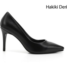 Gönderi(r) Kadın Siyah  Platinum Sivri Burun İnce Topuklu Hakiki Deri Stiletto