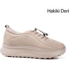 Gönderi(r) Kadın Nude  Lastik Bağcıklı Comfort Dolgu Taban Hakiki Deri Sneaker