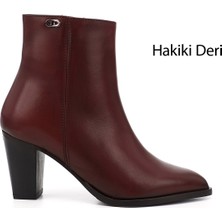 Gönderi(r) Kadın Bordo Antik Fermuarlı Sivri Burun Hakiki Deri Bot