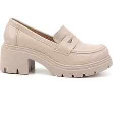 GÖNDERİ Kadın Ten  Kalın Topuklu Loafer Ayakkabı