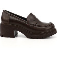 GÖNDERİ Kadın Kahverengi  Kalın Topuklu Loafer Ayakkabı