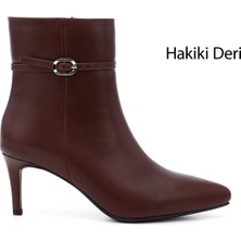 Gönderi(r) Kadın Bordo Platinum Fermuarlı İnce Topuklu Hakiki Deri Bot