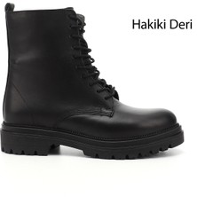Gönderi(r) Kadın Siyah  Fermuarlı Hakiki Deri Postal Bot
