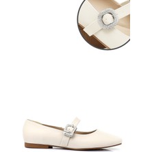 Gönderi(r) Kadın Bej Saten Taşlı Bilekten Bağlı Mary Jane Babet