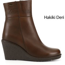Gönderi(r) Kadın Kahverengi Fermuarlı Dolgu Topuklu Hakiki Deri Bot