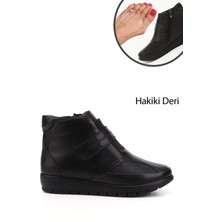Gönderi(r) Kadın Siyah  Fermuarlı Kemik Çıkıntısına Özel Hakiki Deri Bot