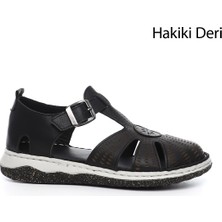 Gönderi(r) Kadın Kömür Dolgu Topuk Hakiki Deri Sandalet