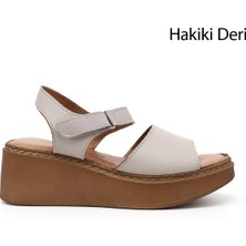 Gönderi(r) Kadın Krem Dolgu Taban Hakiki Deri Sandalet