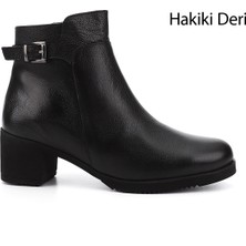 Gönderi(r) Kadın Siyah Floter Fermuarlı Kalın Topuklu Hakiki Deri Bot