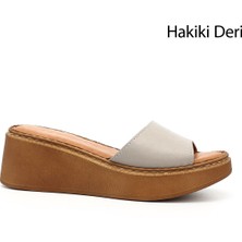 Gönderi(r) Kadın Krem Dolgu Taban Hakiki Deri Terlik