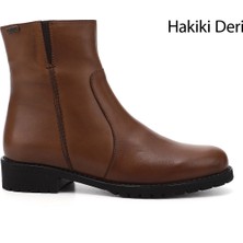 Gönderi(r) Kadın Taba Antik Fermuarlı Kauçuk Taban Hakiki Deri Bot