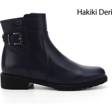 Gönderi(r) Kadın Lacivert Antik Fermuarlı Kauçuk Taban Hakiki Deri Bot