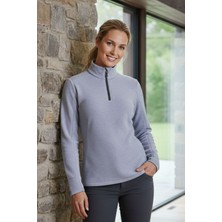 Knup Kadın Yarım Fermuarlı Dik Yaka Gri Melanj Polar Sweatshirt