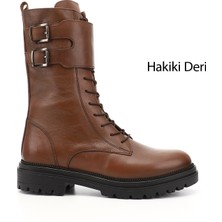 Gönderi(r) Kadın Taba Antik Fermuarlı Hakiki Deri Postal Bot