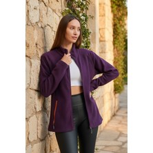 Knup Kadın Fermuarlı Mor Polar Sweatshirt