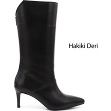 Gönderi(r) Kadın Siyah Platinum İnce Topuklu Hakiki Deri Çizme