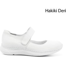 Gönderi(r) Kadın Beyaz Mary Jane Dolgu Taban Hakiki Deri Ayakkabı