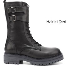 Gönderi(r) Kadın Gri Fermuarlı Hakiki Deri Postal Bot