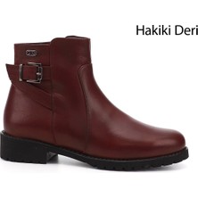Gönderi(r) Kadın Bordo Antik Fermuarlı Kauçuk Taban Hakiki Deri Bot