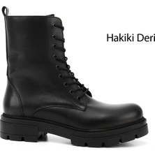 Gönderi(r) Kadın Siyah Fermuarlı Hakiki Deri Postal Bot