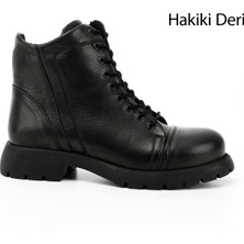 Gönderi(r) Kadın Siyah  Fermuarlı Hakiki Deri Postal Bot