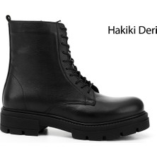 Gönderi(r) Kadın Siyah Fermuarlı Hakiki Deri Postal Bot