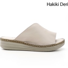 Gönderi(r) Kadın Bej Dolgu Topuk Hakiki Deri Comfort Terlik