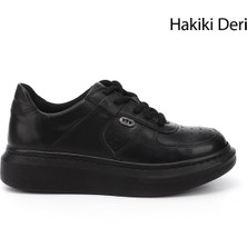 Gönderi(r) Kadın Siyah Dolgu Taban Hakiki Deri Sneaker