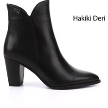 Gönderi(r) Kadın Siyah Fermuarlı Sivri Burun Hakiki Deri Bot