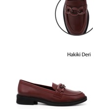 Gönderi(r) Kadın Bordo Tokalı Hakiki Deri Loafer Ayakkabı