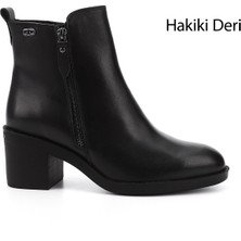 Gönderi(r) Kadın Siyah Fermuarlı Kalın Topuklu Hakiki Deri Bot