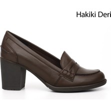 Gönderi(r) Kadın Kahve Antik Orta Kalın Topuklu Hakiki Deri Ayakkabı