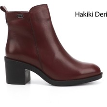 Gönderi(r) Kadın Bordo  Fermuarlı Kalın Topuklu Hakiki Deri Bot