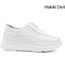Gönderi(r) Kadın 001-Beyaz  Fermuarlı Dolgu Taban Hakiki Deri Sneaker
