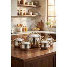 Erena Gold Çelik Tencere Seti 10 Parça
