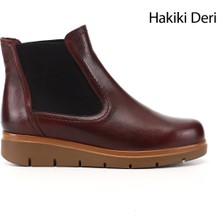 Gönderi(r) Kadın Bordo  Dolgu Topuklu  Hakiki Deri Chelsea Bot